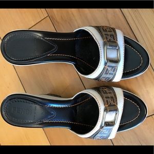 Fendi Coated Canvas High-Heel Platform Sandals